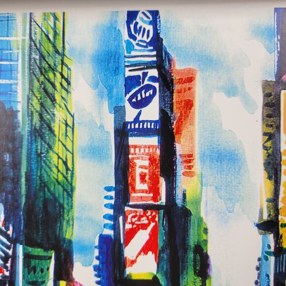 VTG Signed Jiu New York City Times Square Street Art Print Poster Wall Decor - Picture 7 of 15